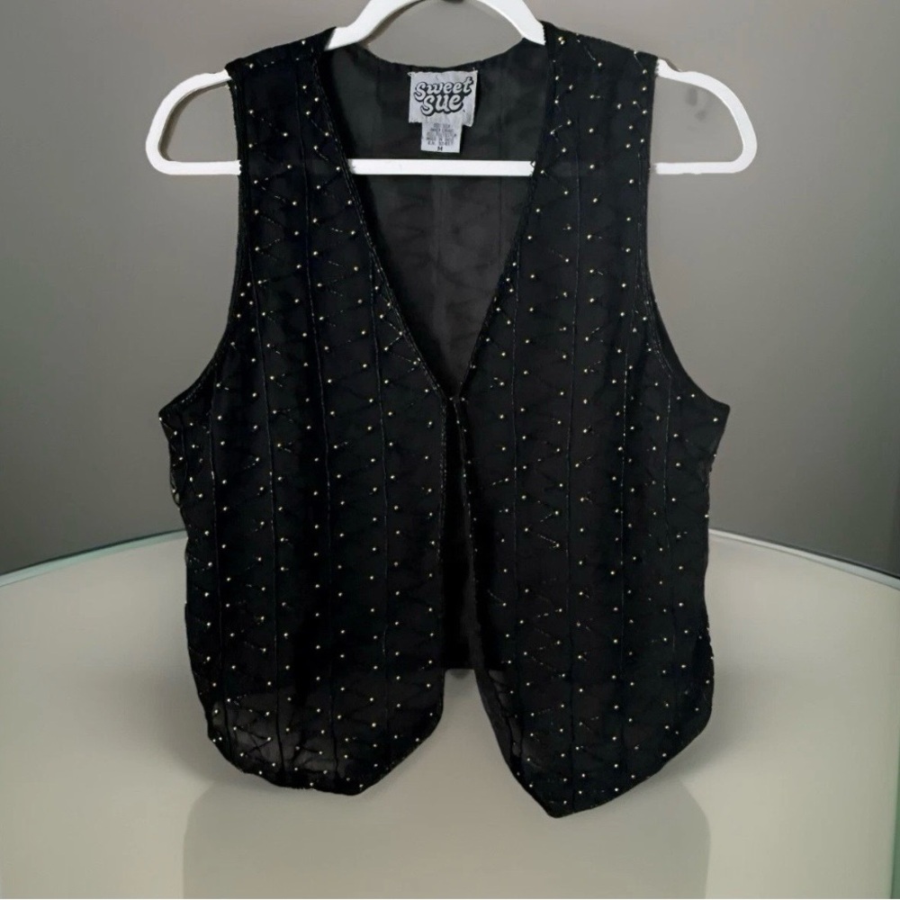 Sweet Sue Women’s Silk Beaded Fairy Waistcoat Vest Size M Whimsigoth Witchy